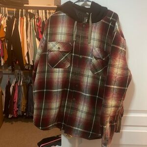 Flannel hooded coat